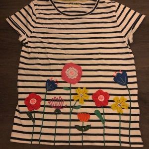 Mini Boden Flower Appliqué T-Shirt